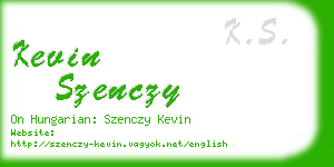 kevin szenczy business card